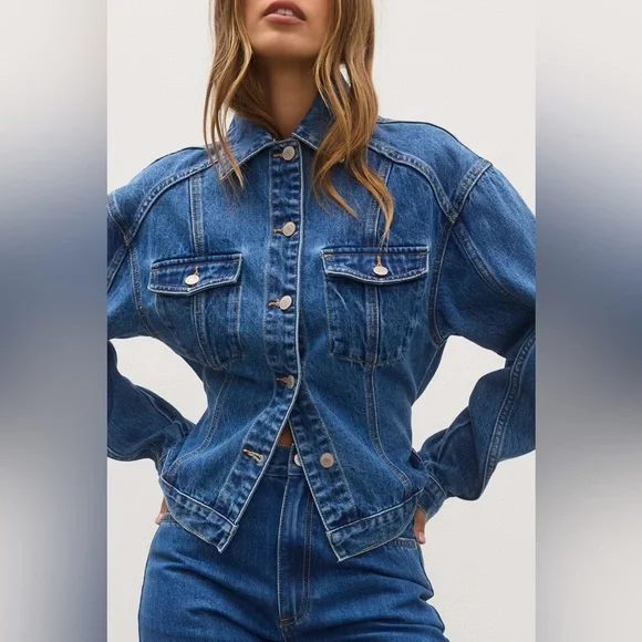 Bayse VIOLET DENIM JACKET DENVER VINTAGE style Blue Denim Jacket - Picture 5 of 6